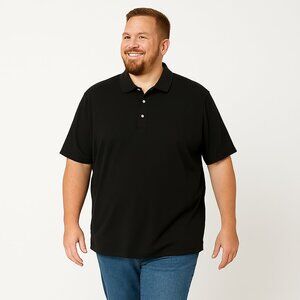 George Pique Polo Shirt Short Sleeve 2 Button Black Soot  2XL 50-52 New